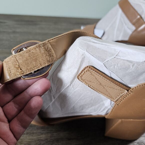 Vionic Chardonnay Block Heel Sandal Camel Brown Leather Womens 10 Wide - Picture 9 of 13